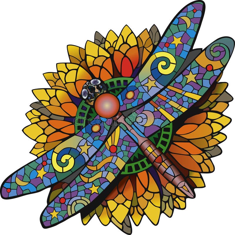 Libellula del girasole illustrazione di stock Libellula del girasole illustrazione di stock