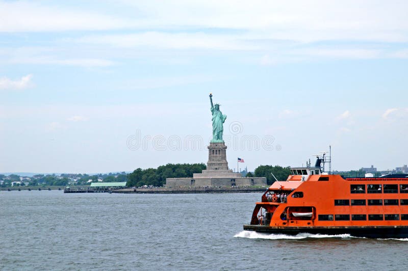 Liberty statue and the ferry