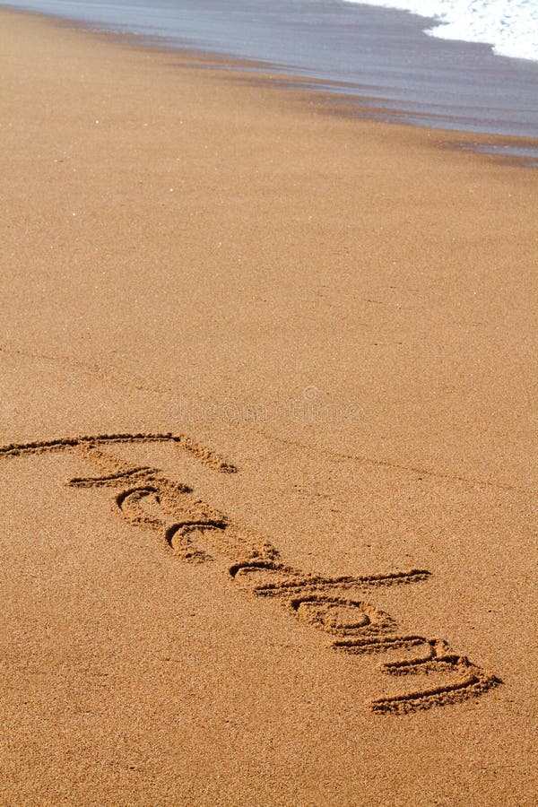 The word freedom written on sand on the beach. The word freedom written on sand on the beach