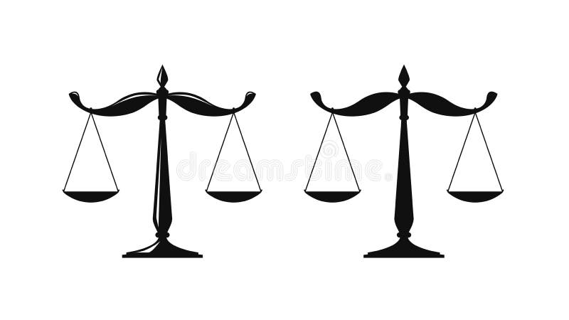 Libra, sądowy waży loga Notariusz, sprawiedliwość, prawnik ikona lub symbol, również zwrócić corel ilustracji wektora royalty ilustracja