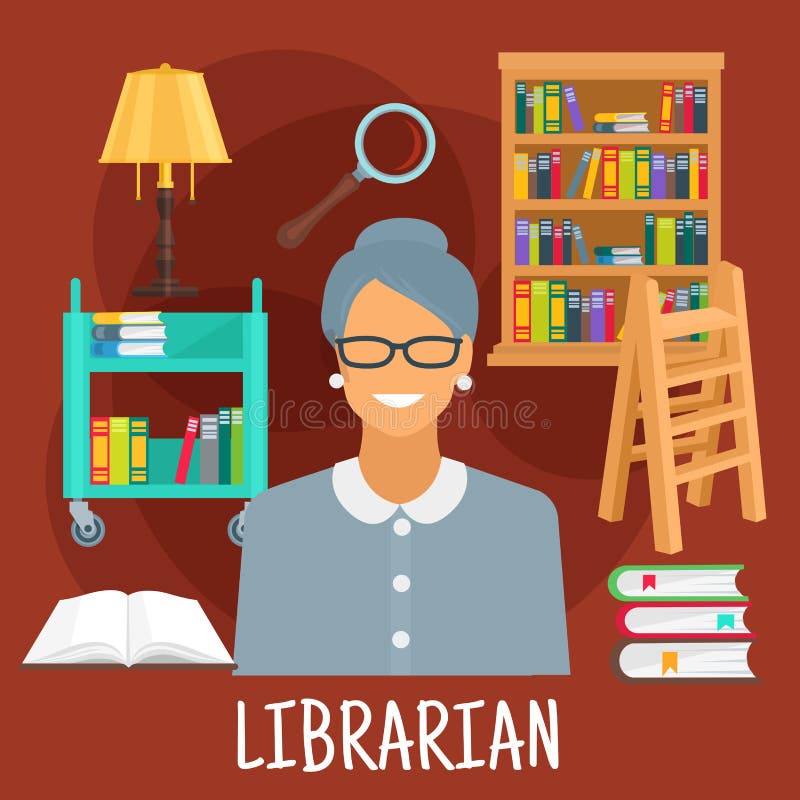 Librarian with books icon for profession design