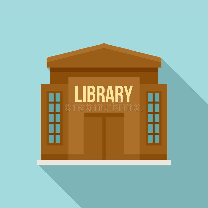 Library Building Icon, Flat Style Stock Vector Illustration of house