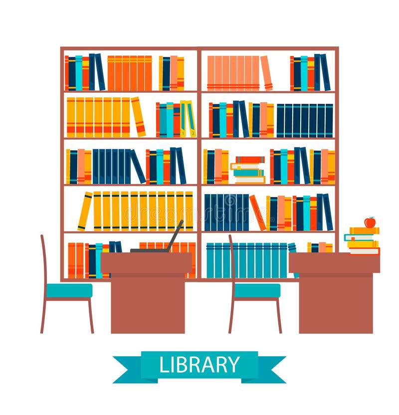 Download Library Vector With Bookshelves Stock Vector ...