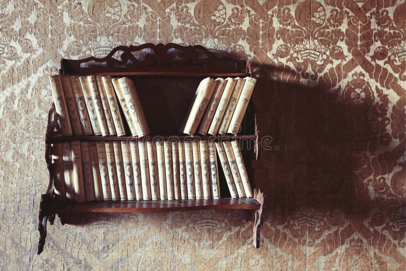 Library vintage. Wall with wallpaper. stock images Library vintage. Wall with wallpaper. stock images