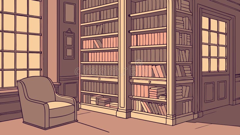 Librería y sillón cómodos rincón de lectura biblioteca hogar estudio vector diseño IA generativa libre illustration