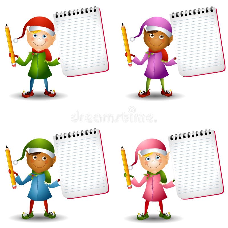 Libretas de los duendes de la Navidad ilustración del vector Libretas de los duendes de la Navidad ilustración del vector