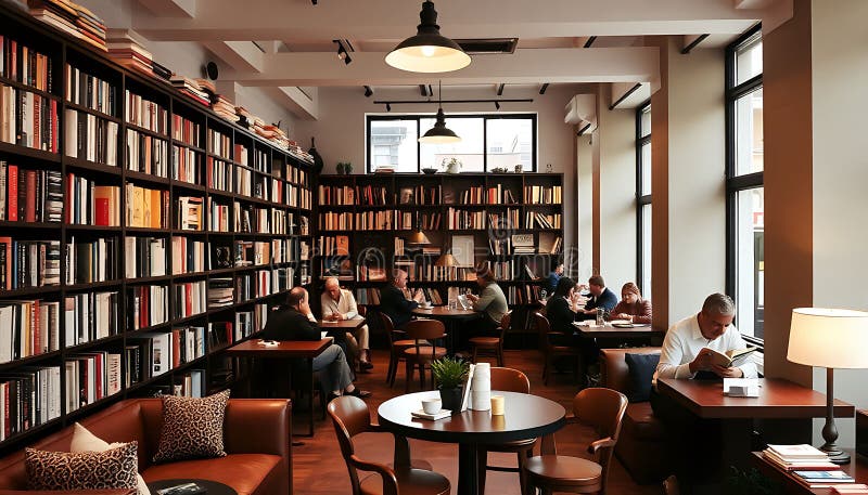 Libretto Acquistabile Interno Reading Book Shop Ambiental Stock Photo Generative AI illustrazione di stock