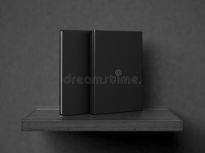 Libri in bianco su uno scaffale di legno 3d rendono immagini stock Libri in bianco su uno scaffale di legno 3d rendono immagini stock