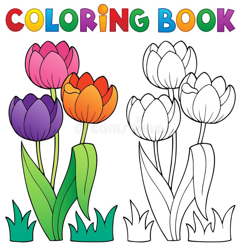 Libro da colorare con il tema 4 del fiore illustrazione vettoriale Libro da colorare con il tema 4 del fiore illustrazione vettoriale
