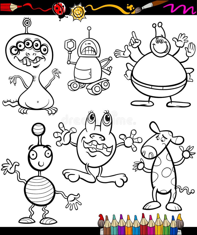 Libro da colorare stabilito del fumetto di fantasia illustrazione vettoriale Libro da colorare stabilito del fumetto di fantasia illustrazione vettoriale