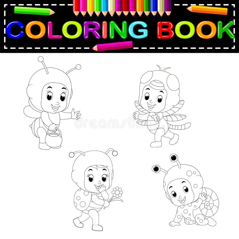 Libro de colorear animal del traje de la historieta linda de los niños que lleva libre illustration Libro de colorear animal del traje de la historieta linda de los niños que lleva libre illustration
