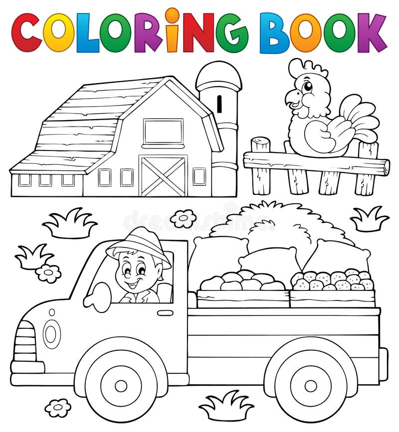 Coloring book with farm truck - eps10 vector illustration. Coloring book with farm truck - eps10 vector illustration.