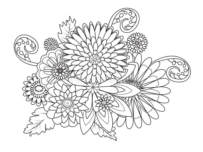 Dibujo Vectorial De Flores Para Adultos Para Colorear Libros Ilustración  del Vector - Ilustración de colorante, vector: 217295886