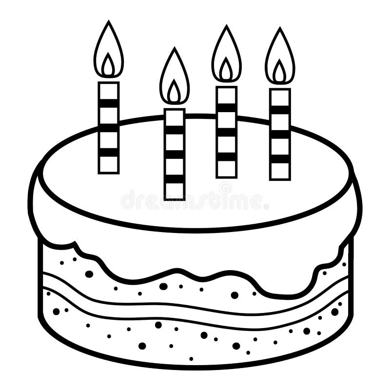 Libro De Colorear, Torta De Cumpleaños Ilustración del Vector - Ilustración  de torta, aislado: 122811292