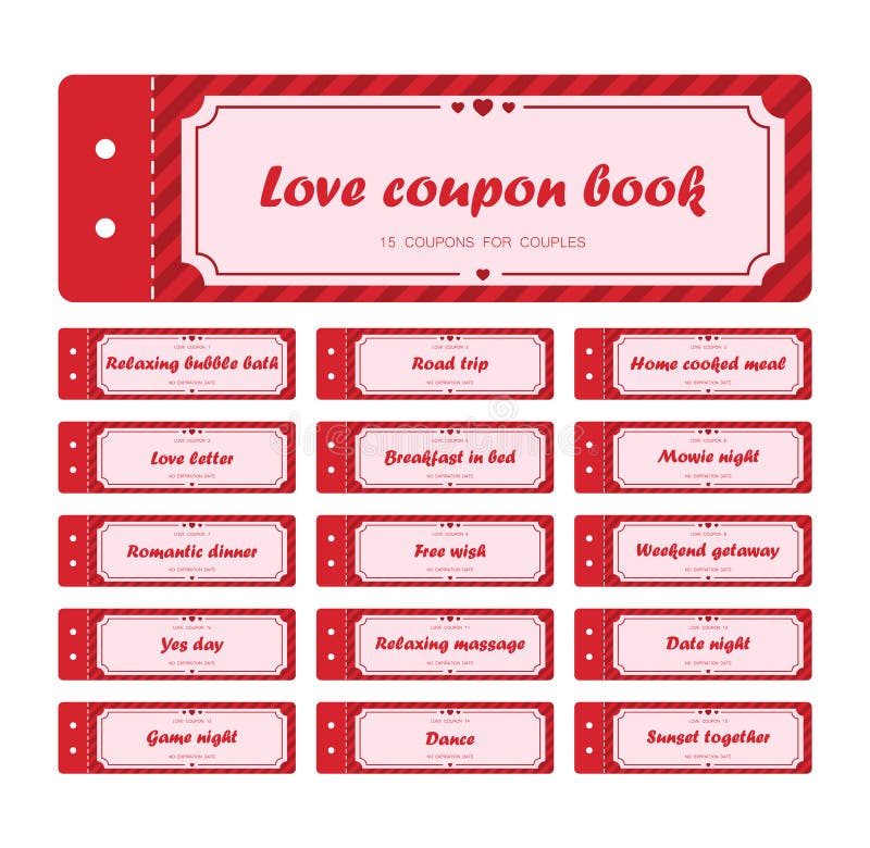 Libro de cupones para el día de San Valentín. Entradas para la noche del  amor. El mejor regalo para novio. Presente para parejas. Plantillas de  tarjetas vectoriales en estilo de dibujos animados