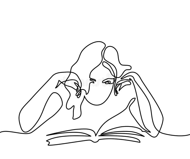 Libro de lectura de la mujer joven stock de ilustración