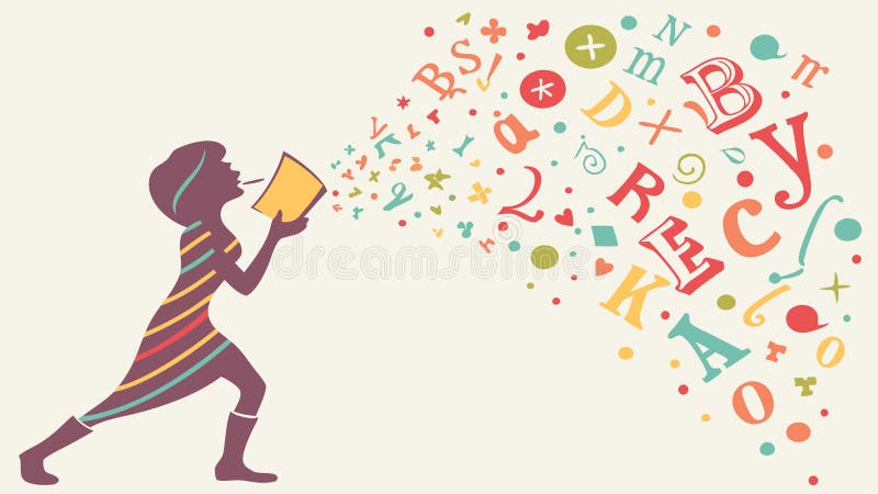 Libro de lectura de persona con conocimiento que fluye hacia el diseño de vector IA generativa stock de ilustración