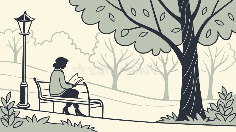 Libro de lectura de persona en el diseño de vectores Park Tranquil Vector Generativo AI ilustración del vector