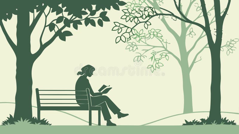 Libro de lectura de persona sobre el parque natural del banco Relax diseño vectorial Generación de IA ilustración del vector