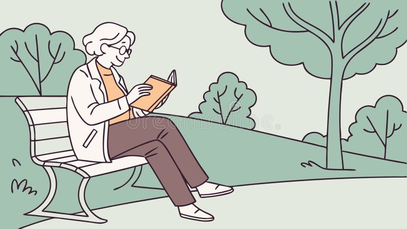 Libro de lectura de persona sobre el vector del banco de parque Ilustración diseño vectorial AI generativo libre illustration