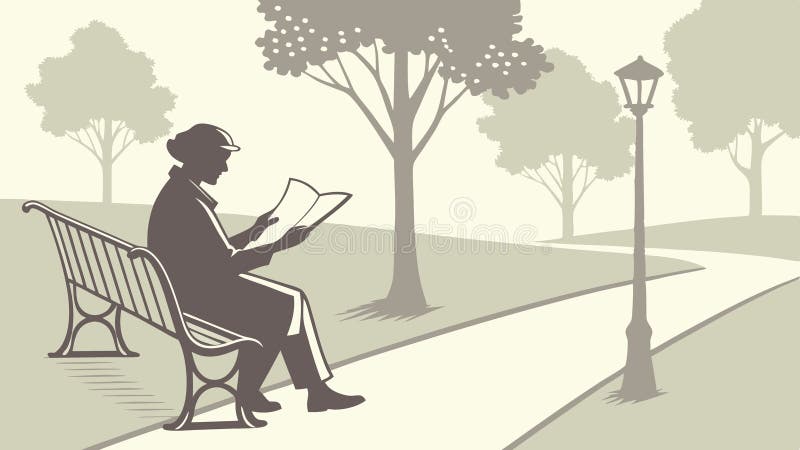 Libro de lectura de persona sobre el vector de escena Park Bench Serene Diseño de Escena Generativa AI ilustración del vector