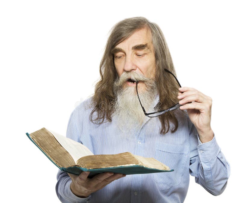 Libro di lettura maggiore Istruzione dell'uomo anziano, anziano con la barba fotografia stock libera da diritti Libro di lettura maggiore Istruzione dell'uomo anziano, anziano con la barba fotografia stock libera da diritti