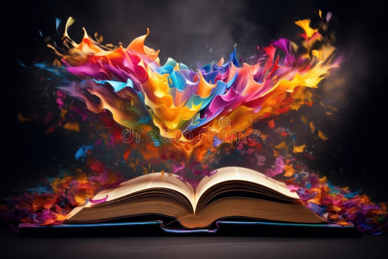 Libro magico aperto colorato. generare i immagini stock