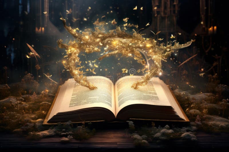 Libro magico aperto. generare i immagine stock libera da diritti