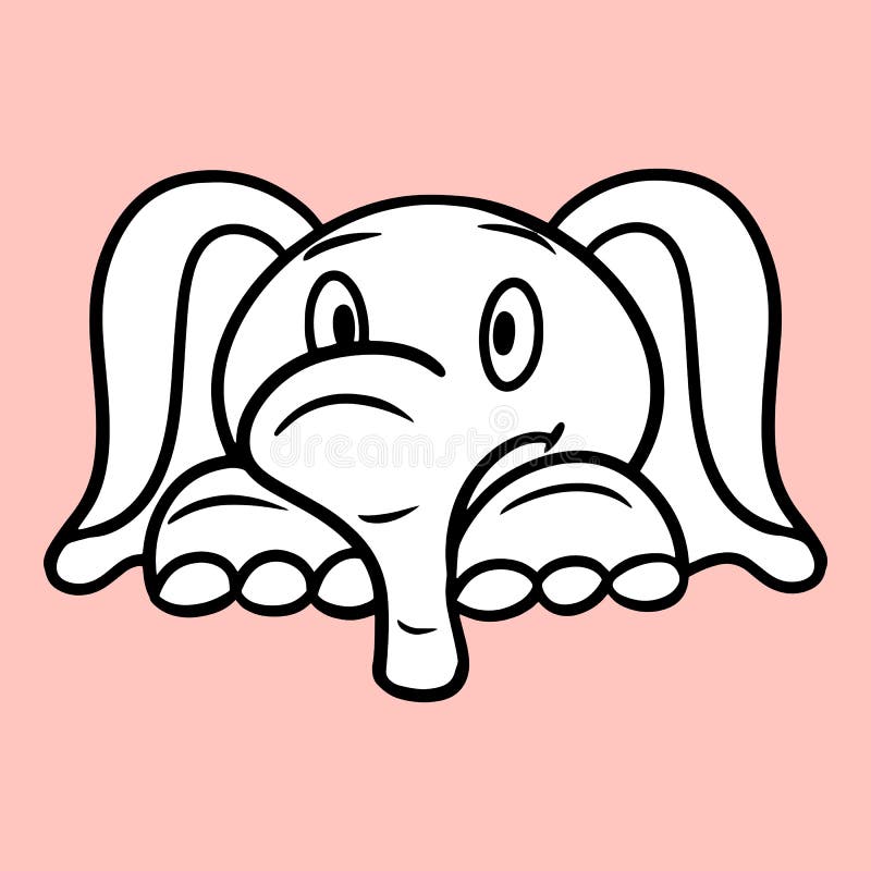  Libro Monocromado De Color De Imagen Lindo Personaje Sorprendido Elefante Dibujos Animados Elefantes Emociones Vectoriales Ilustración del Vector