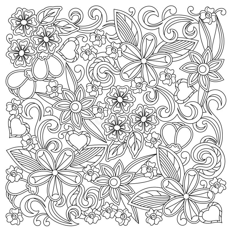 Libro Para Colorear Para Adultos Y Niños. Dibujos Animados Florales Vector  Doodle Diseños Ilustración del Vector - Ilustración de muchacha, hermoso:  211066829