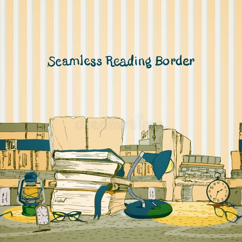 Libros inconsútiles que leen la frontera libre illustration Libros inconsútiles que leen la frontera libre illustration