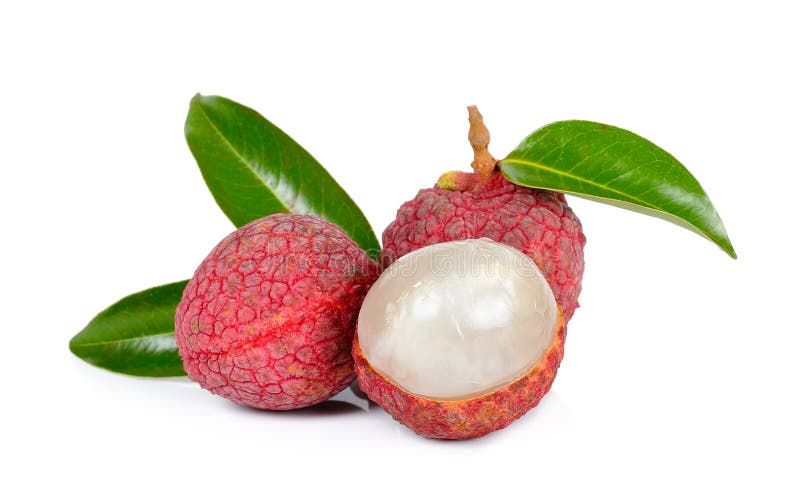 Lichi ou lichi isolado no fundo branco foto de stock Lichi ou lichi isolado no fundo branco foto de stock