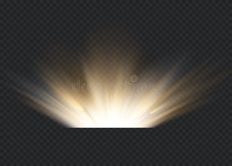 Licht hoogtepunt geel speciaal effect met stralen van lichte en magische fonkelingen Zon Ray Gloed transparant vectorlicht