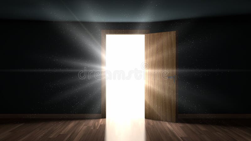 Licht und Partikel in einem Raum durch die Öffnungstür vektor abbildung Licht und Partikel in einem Raum durch die Öffnungstür vektor abbildung