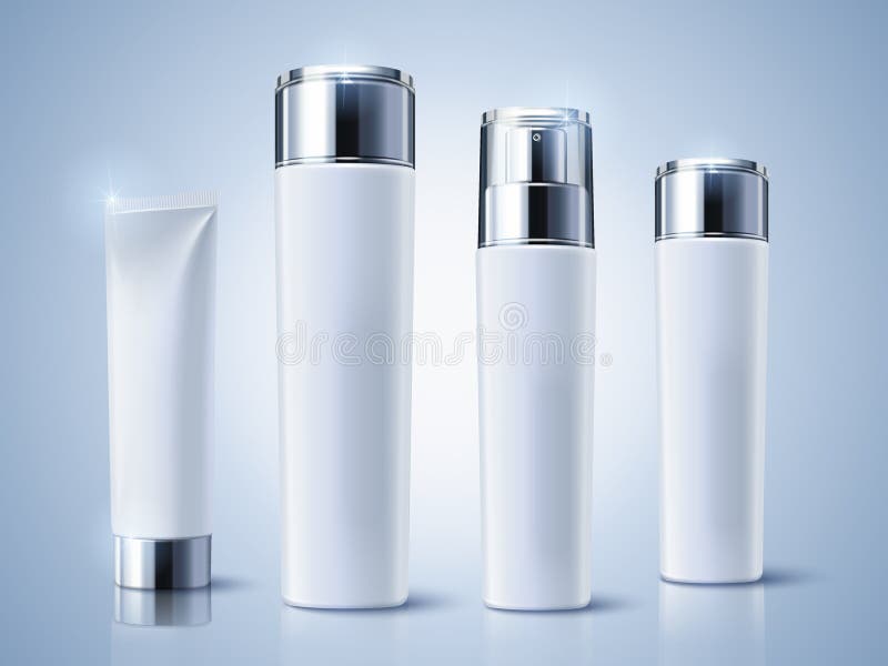 Lichtblauwe kosmetische containers royalty-vrije illustratie