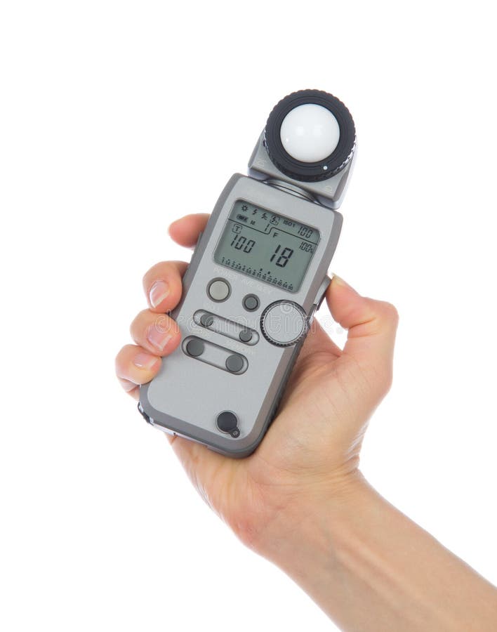 Lichte ter beschikking geïsoleerde flitsmeter stock foto Lichte ter beschikking geïsoleerde flitsmeter stock foto