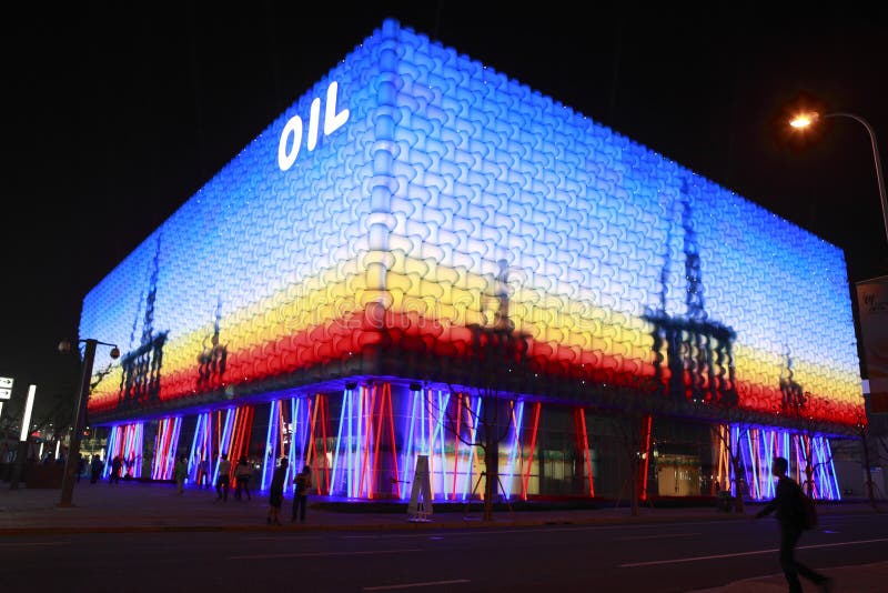 The beautiful light performances of Oil Pavilion in 2010 Shanghai World Expo. It is presenting the oil tech now and in the future. Pavilion Preview Theme: Petroleum stretches urban dreams Pavilion Day: July 30 Pavilion Week: Exterior Exterior Location: Within Zone D of the Expo Site. The beautiful light performances of Oil Pavilion in 2010 Shanghai World Expo. It is presenting the oil tech now and in the future. Pavilion Preview Theme: Petroleum stretches urban dreams Pavilion Day: July 30 Pavilion Week: Exterior Exterior Location: Within Zone D of the Expo Site