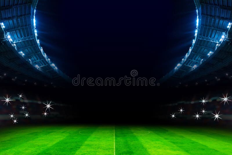 Lichten in voetbalstadion bij nachtgelijke