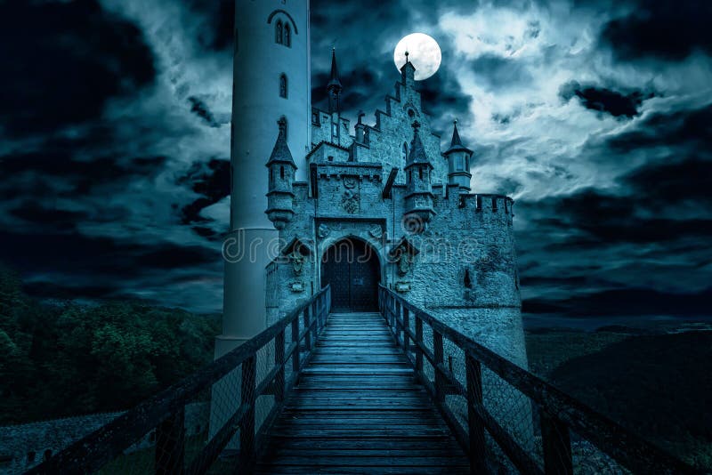 Lichtenstein castle at night, Germany