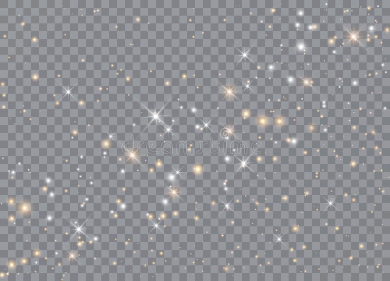 Lichtgloeiende effect sterren Vectorvonken op transparante achtergrond