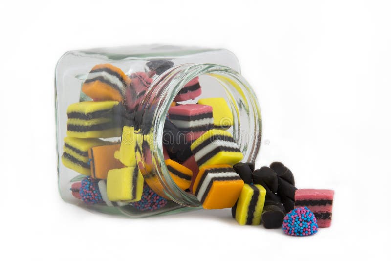Licorice Allsorts in a Fallen Jar Stock Image Image of pink, sugar 38085381