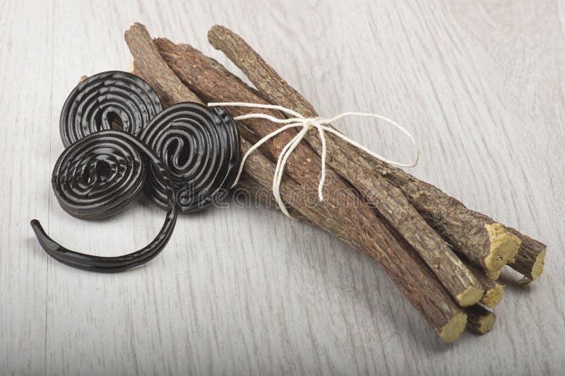 Licorice Roots and Licorice Black Stock Photo Image of glabra