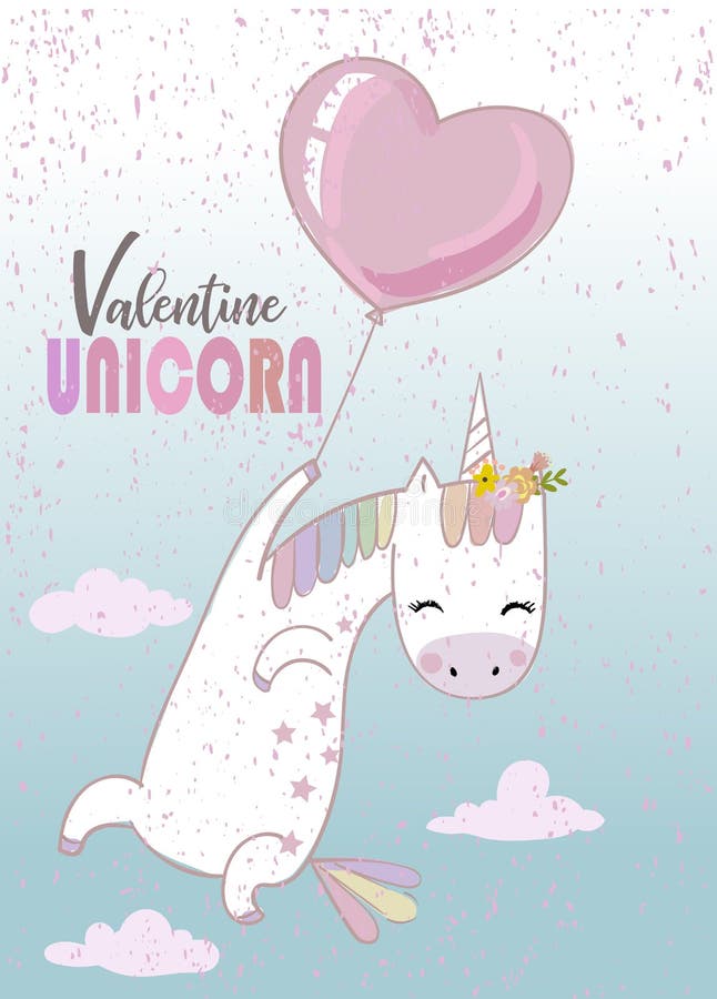 Licorne mignonne avec le ballon illustration libre de droits Licorne mignonne avec le ballon illustration libre de droits