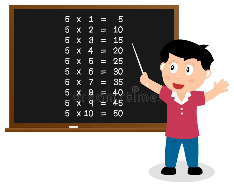 Liczba Pięć czasów stół na Blackboard ilustracji Liczba Pięć czasów stół na Blackboard ilustracji