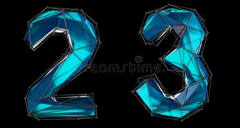 Liczy set 2, 3 zrobił realistyczny 3d odpłaca się błękitnego kolor Kolekcja depresji polly stylu symbol ilustracji