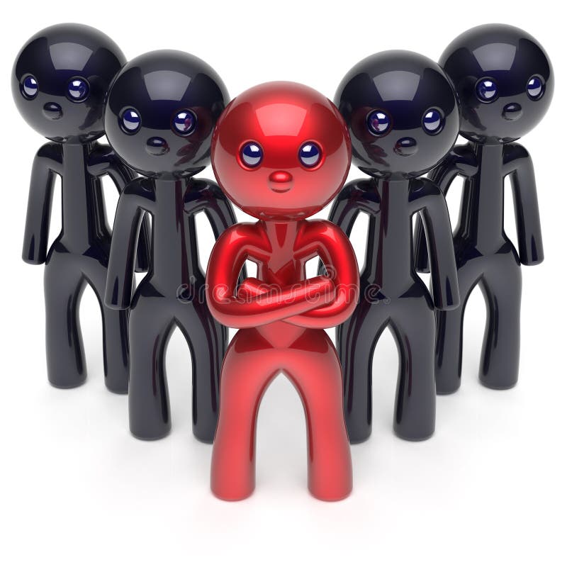 A liderança estilizou o ícone vermelho da multidão dos homens dos trabalhos de equipa do caráter ilustração stock A liderança estilizou o ícone vermelho da multidão dos homens dos trabalhos de equipa do caráter ilustração stock