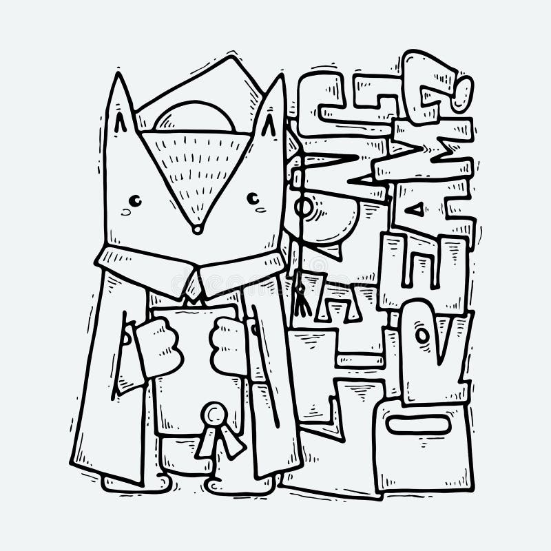 Lie Long Dream. Illustration of a Fox Wearing Graduation Cap Stock
