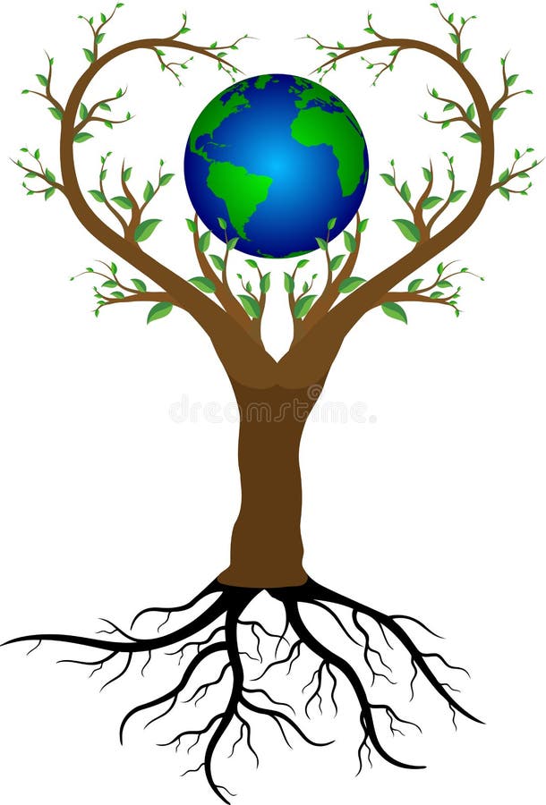 Liebesbaum und Planetenerde vektor abbildung Liebesbaum und Planetenerde vektor abbildung