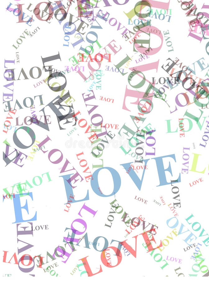 Different love words over the white background. Different love words over the white background