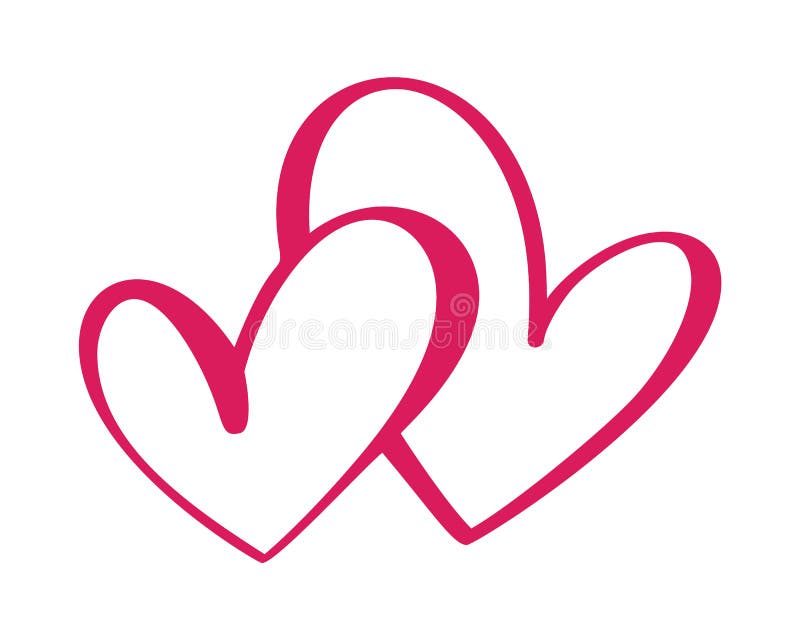 Liebeszeichen des Herzens zwei Ikone auf weißem Hintergrund Das romantische verbundene Symbol, verbinden, Leidenschaft und Hochze